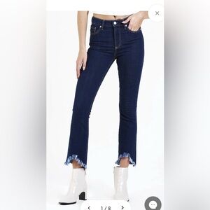New With Tags - Dear John High Rise Cropped Flare Dark Blue Jeans.